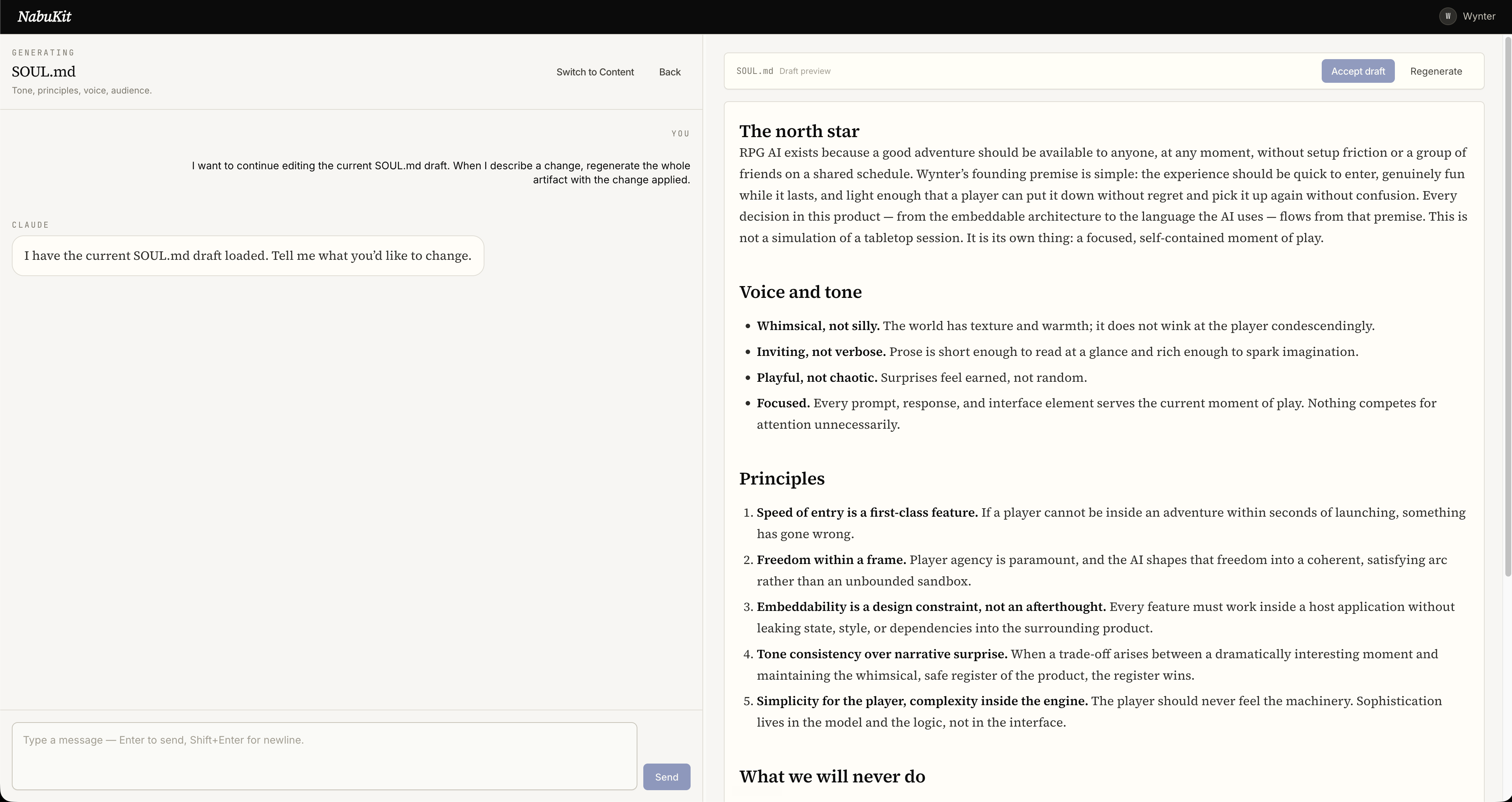 Screenshot of the chat panel editing a plan in conversational language.